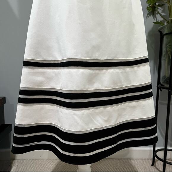NEW Ann Taylor Silk Classic Structured Strapless Two-Tone Fit Flare Midi Dress - Picture 5 of 16